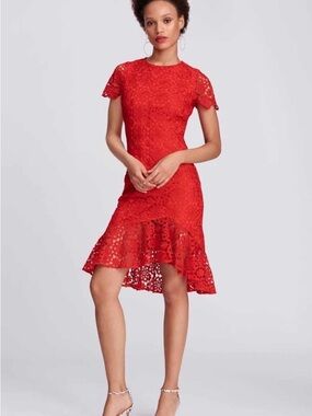 Eliza J Red Lace High-Low Dress